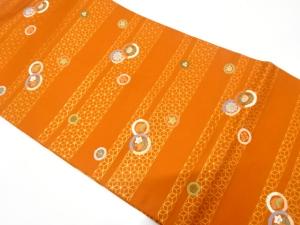 横段に花丸模様織り出し　名古屋帯